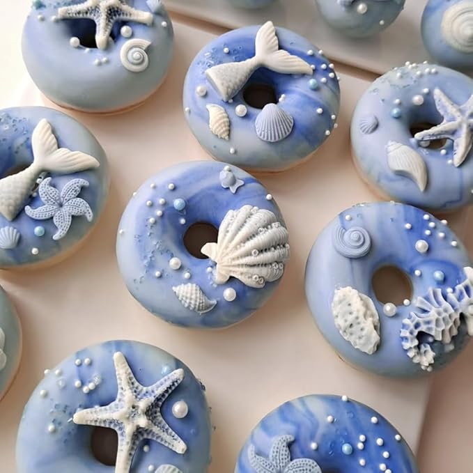 Edible Blue Sugar Pearls Sprinkles Candy Mix Size Pearls Cake Decorations Cupcake Toppers Cookie Decorating Perfect for Wedding Party Valentine Halloween Christmas Supplies 4.58OZ