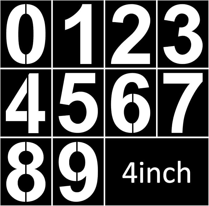 4 Inch Plastic Number Stencils - Reusable Digital Painting Templates for Cake Decorating