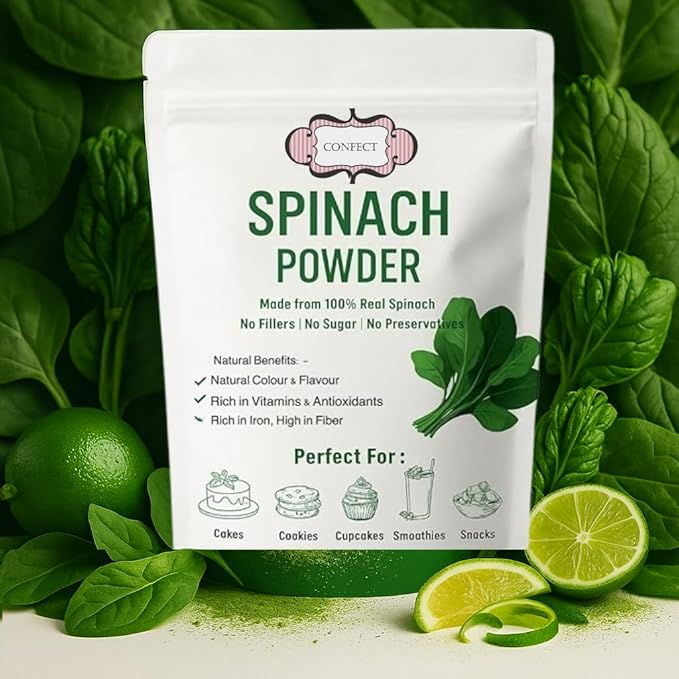 Confect Spinach Powder | Pure & Natural Vegetable Powder for Smoothies, Baking, Beverages, Juices, Tea & DIY Recipes | Vegan, Gluten-Free, No Added Sugar – 1 LB