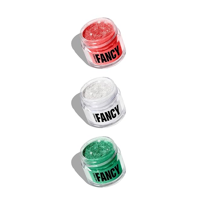 Fancy Sprinkles Holiday Madame Claus Edible Glitter Set for Sparkling Food & Drinks, No Taste or Texture Ruby Red, Diamond White, Emerald Green (3 jars, 4gm each)