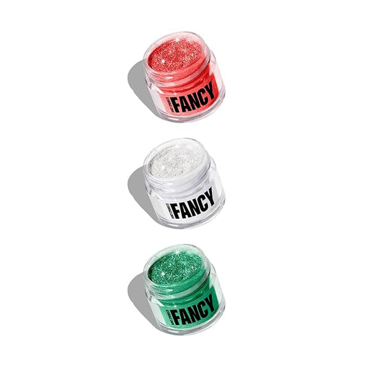 Fancy Sprinkles Holiday Madame Claus Edible Glitter Set for Sparkling Food & Drinks, No Taste or Texture Ruby Red, Diamond White, Emerald Green (3 jars, 4gm each)