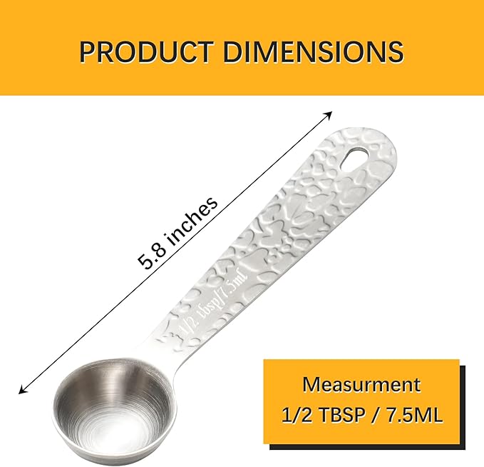 1PCS 1/2tbsp(1.5tsp, 7.5ml) Single Measuring Spoon, Stainless Steel Embossed Measure Scoop Only, Individual Spoon for Cooking and Baking