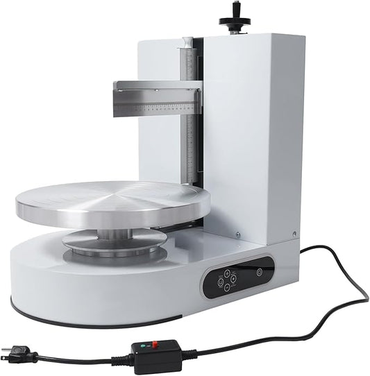 Cake Cream Spreading Machine, Electric Cake Decorating Machine for 4-12 Inch Cakes, Automatic Cake Cream Spreading Machine with Graduated Scrapers Turntable for Dessert Shops, 60-320RPM, 200W (White)