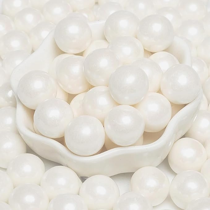 PhilaeEC White Peals 14mm Size Sprinkles for Cake Decoration Edible Candy Baking Cookie Cupcake Toppers Wedding Party Valentines Halloween Christmas Supplies 3.88oz