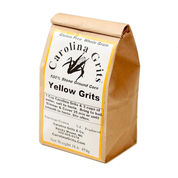 Carolina Grits Company Traditionally Stone Ground Yellow Grits, non-GMO, Whole Grain and Gluten Free (Yellow 1 Pack (1 Pound))
