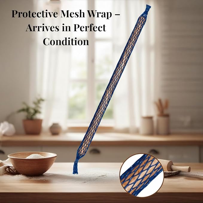 Beech Wood Turkish Oklava Rolling Pin – Non-Stick Oil-Infused Smooth Surface for Dough, Cookies, Pastry, Pizza & Bread – Traditional 18.7 Inch (48 cm) Kitchen Roller for Home & Professional Bakers