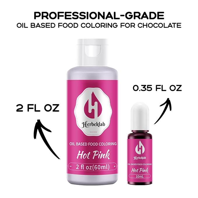 Hot Pink Oil Based Food Coloring – 2 fl oz Professional Grade Concentrated Oil Food Dye for Melting Chocolate, Candy Melts, Cake Pops, Strawberries & Baking