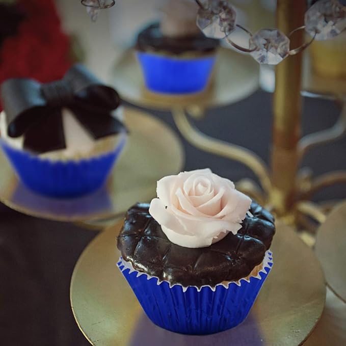Cupcake Liners Blue,GOLF Standard Size Blue Foil Cupcake Liners Wrappers Metallic Baking Cups,Muffin Paper Cases, 100 Pack