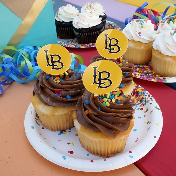 California State University Long Beach Primary Logo Cupcake Picks Toppers Decoration Set of 6