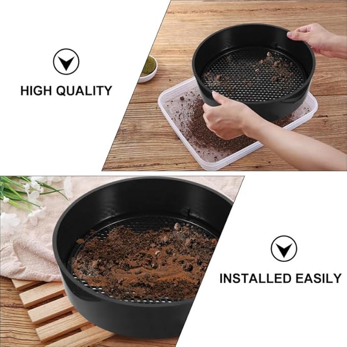 DOITOOL 2 Set Garden Sieve Soil Sifter, Round Plastic Sand Sieve, Soil Gardening Sifting Pan, Compost Sifter Rock Dirt for Small Gravel, Sand