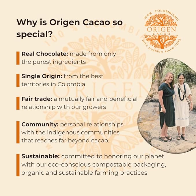 Origen Ceremonial Cacao – 100% Natural Ceremonial Grade Cacao – Unsweetened & Anti Oxidant Pure SuperFood – Indigenous Criollo from the Arhuaco Tribe – Vegan, Gluten-free