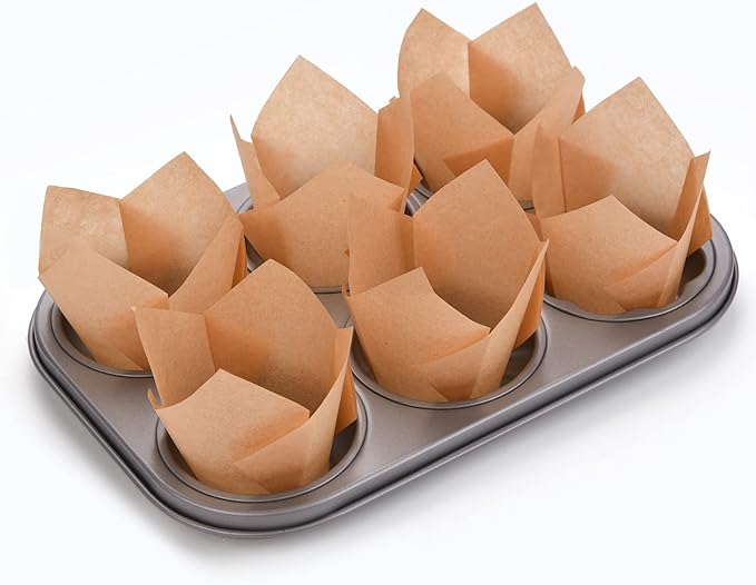 200Pcs Tulip Cupcake Liners Muffin Baking Liners Holders Premium Baking Cups Cupcake Wrappers Christmas Cupcake Lliners for Weddings, Birthdays, Anniversaries, and Special Occasions（Natural）