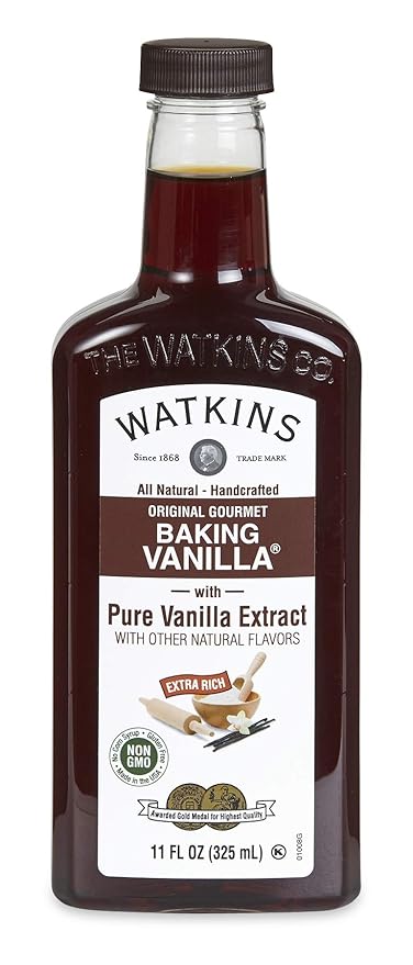 Watkins Pure Almond Extract, 11 oz and Watkins All Natural Original Gourmet Baking Vanilla, with Pure Vanilla Extract, 11 Fl Oz Bundle