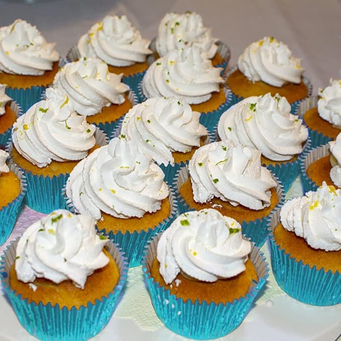 Cupcake Liners Light Blue,GOLF 100 Pack Standard Size Silver Foil Cupcake Liners Wrappers Metallic Baking Cups,Muffin Paper Cases