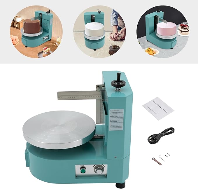 Cake Decorating Coating Machine, 80W Auto Cream Spreading Machine, Cake Cream Smooth Coating Decoration Machines with Adjustable Speed for 4-12 Inch Cakes Dessert Shops (Blue)