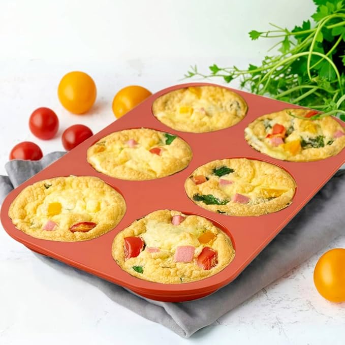 JOERSH Silicone Egg Mold Non-Stick 4 Inch Jumbo Size Muffin Top Pan, Large Round Silicone Molds for Baking Hamburger Bun, Egg Bites, Breakfast Sandwiches, Pancakes