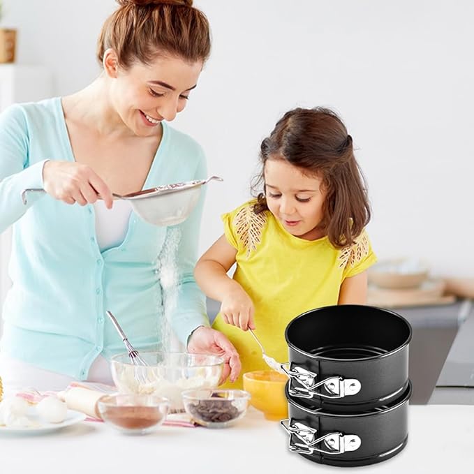 Mini Springform Cake Pans - Set of 4, Non-Stick & Removable Bottom - 4” Diameter, Perfect for Cheese Cakes, Pies, Quiches & More – Ideal for Home Bakers & Pros