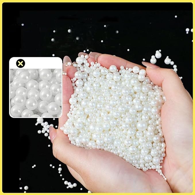 Mkostlich Pearl Sprinkles Mix-sized, 1.1Lb/500g White Edible Pearls for Cake Decorating, Sugar Pearls, Cupcake Sprinkles