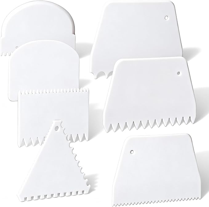 7 PCS Plastic Bowl Scrapers for Bread Dough, Flexible Cake Scraper Smoother, Plastic Bench Dough Bread Scraper, Flexible Cake Decorating Tools Bench Spatula for Baking Birthday DIY Kitchen