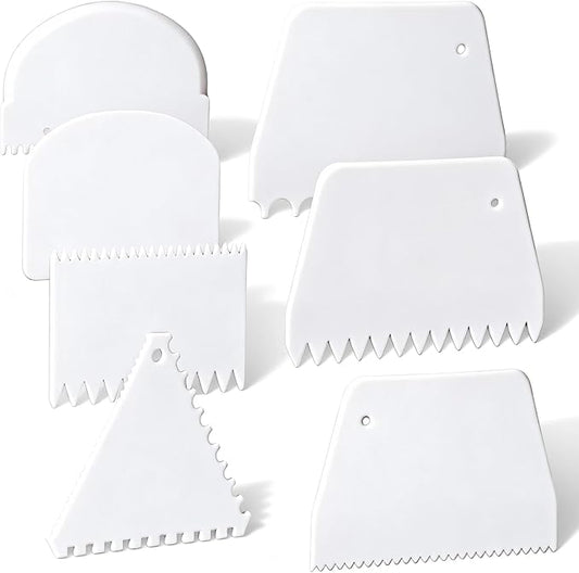 7 PCS Plastic Bowl Scrapers for Bread Dough, Flexible Cake Scraper Smoother, Plastic Bench Dough Bread Scraper, Flexible Cake Decorating Tools Bench Spatula for Baking Birthday DIY Kitchen