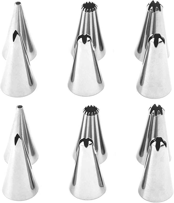 12 Pcs Piping Tips Set, Stainless Steel Piping Tips Piping Nozzles Icing Tips Kit for DIY Cake Cupcake Cookies Decorating