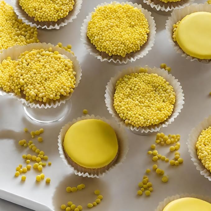 GranAroma Yellow Nonpareils, 1 lb, Decorative Sprinkles, Cakes & Cookies, Bakery Staple