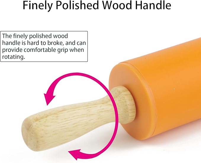 Silicone Rolling Pin for Baking Non-stick Rolling Pin Dough Roller Wooden Handle Kitchen Accessories Pastry Roller