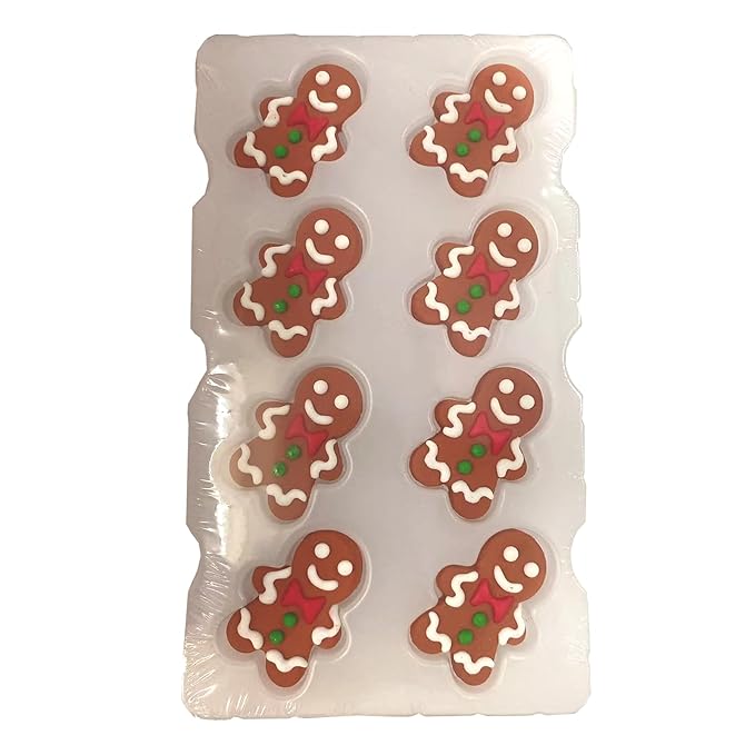 PhilaeEC 8 Pcs Gingerbread Man Icing Decoration Edible Candy Christmas Holiday Sprinkle for Cake Decoration Baking Cookie Cupcake Toppers Party Halloween Christmas Valentines Supplies