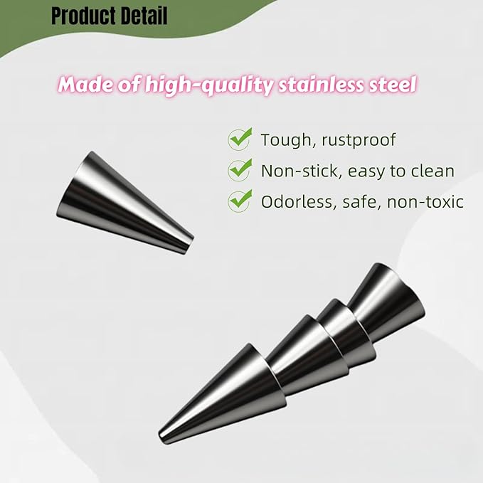 7 Pcs Round Hole Piping Tips Set, Stainless Steel Icing Tips for Cake Decorating, Cupcake Nozzles, Cake Decorating Tools & Supplies, Cake Piping Kit, Pastry Icing Dispensers, Cream Bag Filler,