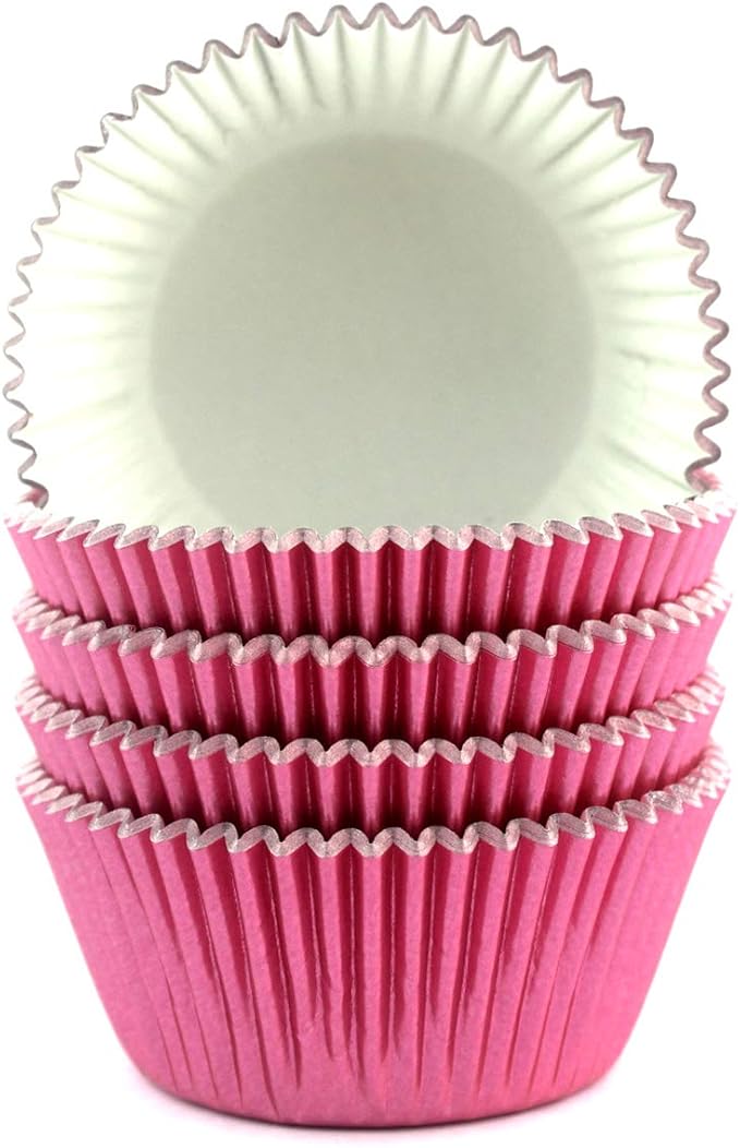 Eoonfirst Foil Cupcake Liners Baking Cups 100 Pcs (Pink)