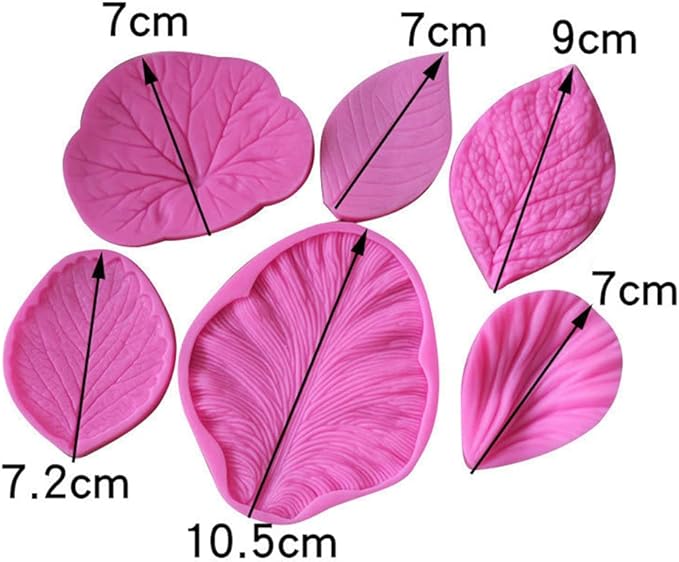 Leaf Silicone Mold Rose Flower Fondant Molds DIY Cake Decorating Tools Sugarcraft Candy Resin Clay Chocolate Gumpaste Moulds (6PCS/lot)