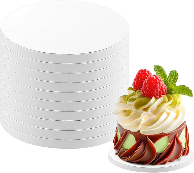 10 Pack Cake Boards 6 Inch Round Cake Drum White 1/2” Thick Cake Drums Corrugated Cardboard Cake Base for Multi-Layer Cakes Sturdy Cake Decorating Supplies