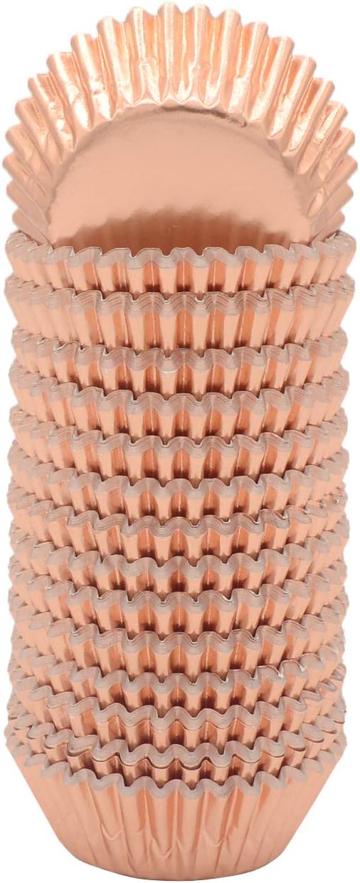 Mini Rose Gold Foil Cupcake Liners Muffin Baking Cups for Party and More, 300-Count
