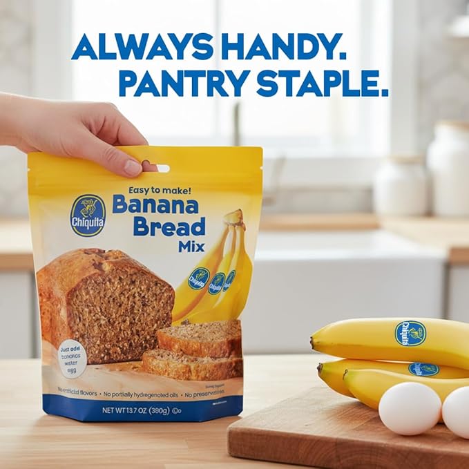 Chiquita™ Banana Bread and Muffin Mix – Moist, Easy-to-Make, No Preservatives - Just Add Bananas, Egg and Water - 13.7 Oz (Pack of 2)