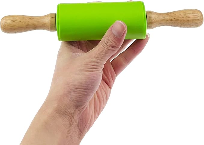 2 Pack Mini Small Rolling Pin 9 Inch Kids Rolling Pin Wooden Handle for Home Kitchen