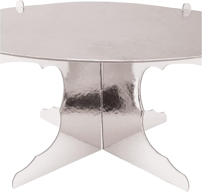 Beistle 2 Piece Durable Metallic Cake Stands For Weddings Anniversary Birthday Party Cupcake Holder Baby Shower Celebration Supplies, 4"-6" x 12.5", Silver