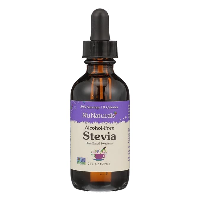 NuNaturals Liquid Stevia, Sugar-Free Sweetener, Plant-Based Sugar Substitute, Zero Calorie, Unflavored, Alcohol-Free, 2 oz