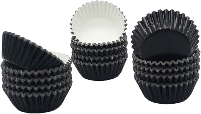 Mini Black Foil Cupcake Liners Muffin Baking Cups for Party and More, 300-Count