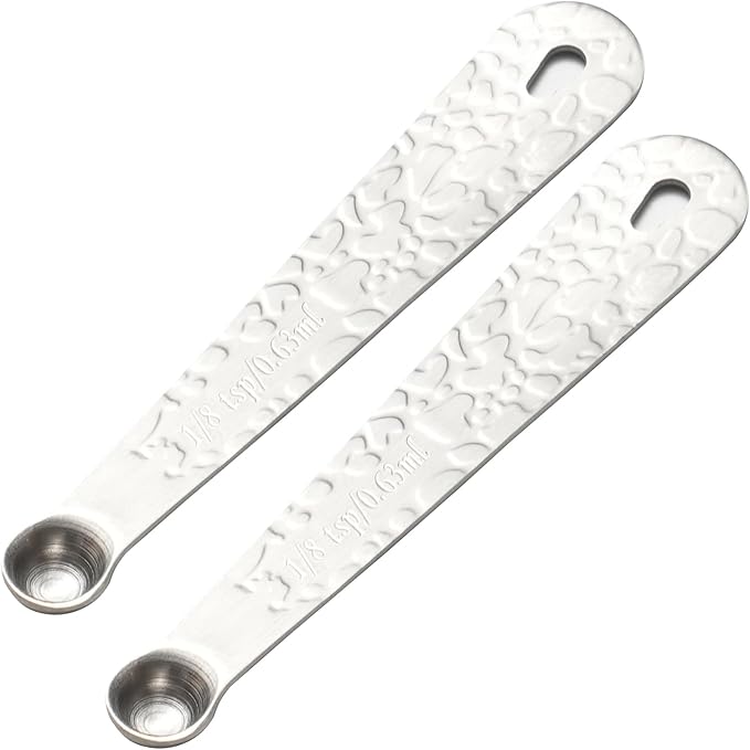 2PCS 1/8tsp(0.63ml) Single Measuring Spoon, Stainless Steel Embossed Measure Scoop Only, Individual Spoon for Cooking and Baking