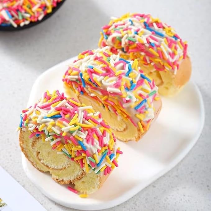 Sentovac Rainbow Soft Jimmies Sprinkles Edible for Cake Decorating Rainbow Sprinkles Sugar Candy Cookie Cupcake Topper Ice Cream Baking Decorations Wedding Halloween Christmas Supplies 3.35oz