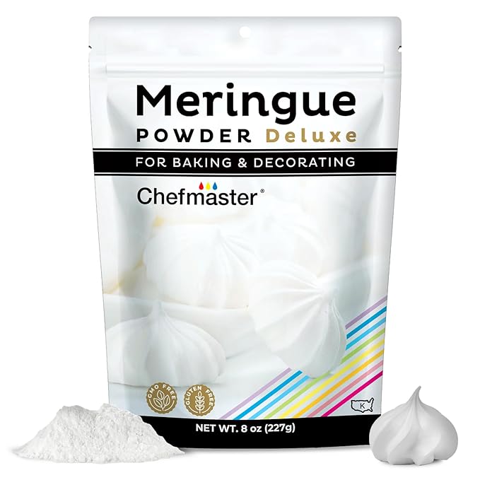 Chefmaster Meringue Powder Deluxe, Professional-Grade Egg White Substitute for Meringue Cookies, Pie Filling, Royal Icing, Non-GMO, Easy-to-Use, Made in USA, 8 oz