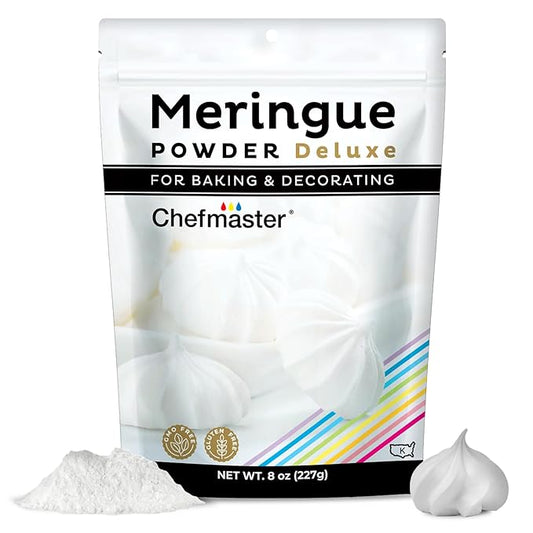 Chefmaster Meringue Powder Deluxe, Professional-Grade Egg White Substitute for Meringue Cookies, Pie Filling, Royal Icing, Non-GMO, Easy-to-Use, Made in USA, 8 oz
