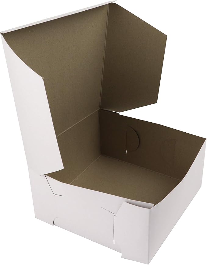 O’Creme Cake Boxes – White Bakery Boxes – 7 x 7 x 4 Inch Pastry Containers – Kraft Bakery Boxes for Holding and Displaying your Pastries - Pack of 100
