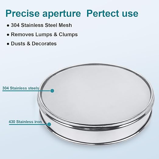 304 Stainless Steel Lab Sieve Screen Mesh, 80 Mesh (0.2mm) Aperture Test Sieve, 12Inch(30cm) Diameter Economy Standard Analysis Sample Test Sieves for Industrial Laboratory Homes