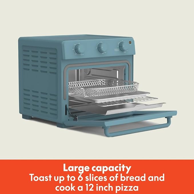 7-in-1 Air Fryer Toaster Oven with Convection, 1700W, Fits 6 Slices or 12-Inch Pizza, Tempered Glass Door, Timer, Easy Controls, Countertop Kitchen Appliance (Surf)
