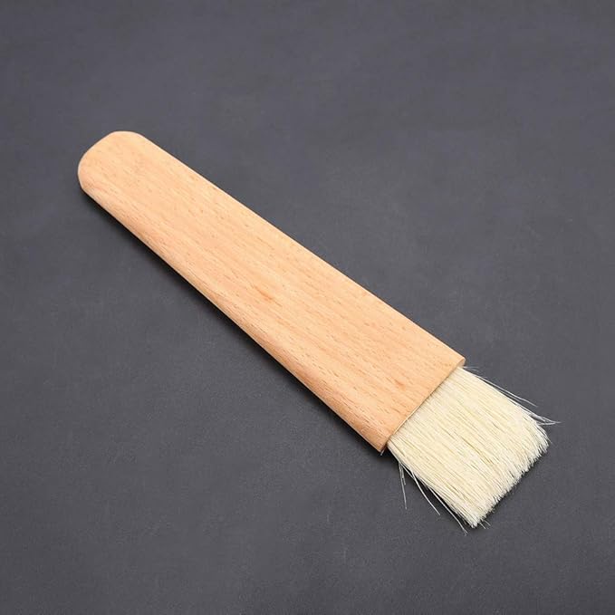 Wooden Baking Cooking Basting Brush Heat Resistant Pastry BBQ Marinade Brushes Cakes Meat Desserts Oil Sauce Butter Kitchen Tool(Flat Handle)