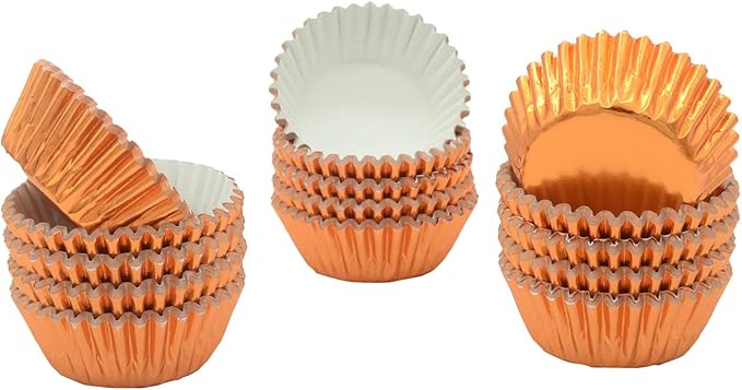 Mini Orange Foil Cupcake Liners Muffin Baking Cups for Party and More, 300-Count