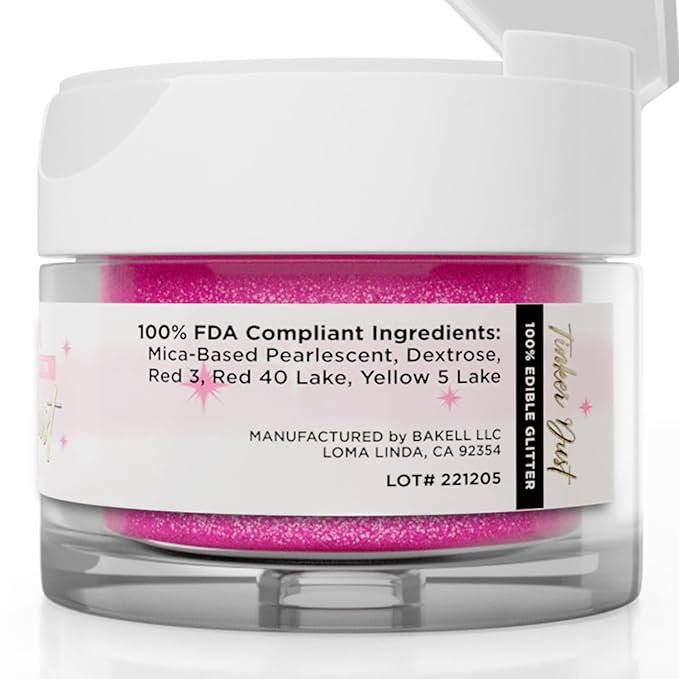 Bakell - Neon Pink Tinker Dust (5g, 1x Jar) Edible Glitter for Food, Desserts, and Beverages!