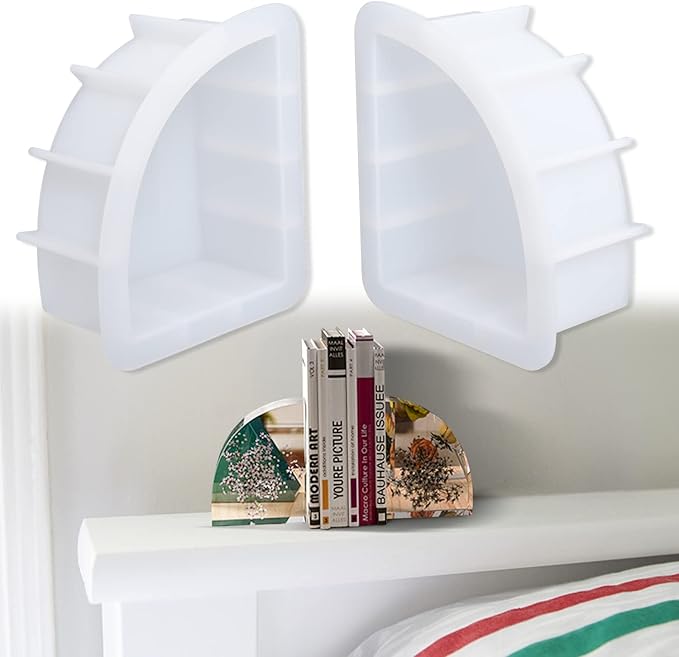 Large Bookends Resin Mold, 1 Pair Sector Silicone Geode Book Organizer, DIY Crystal Epoxy Mold for Books, Desktop Organizer, Office Home Decoration, Gift