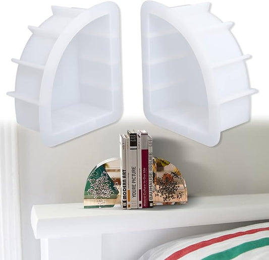 Large Bookends Resin Mold, 1 Pair Sector Silicone Geode Book Organizer, DIY Crystal Epoxy Mold for Books, Desktop Organizer, Office Home Decoration, Gift